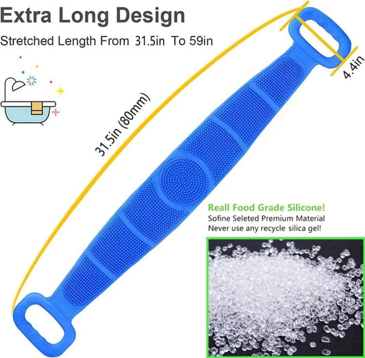 2Pcs Silicone Soft Back Strap Bath Scrubber